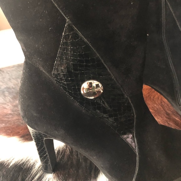 Bellini Vinnie Black Leather and Suede Boots  Sz 10 - Picture 8 of 16